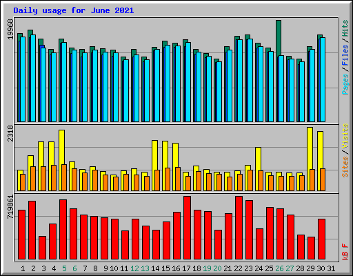 Daily usage for June 2021